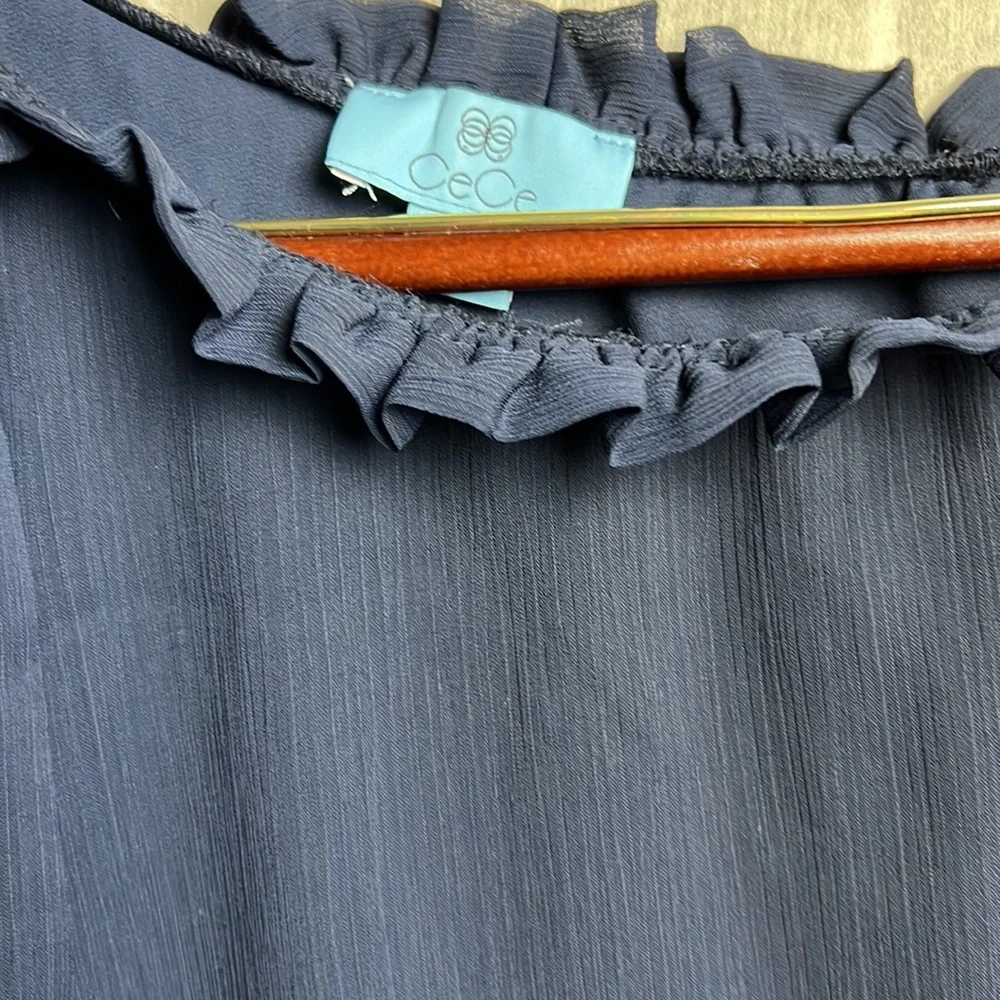 Tie-neck One Shoulder Top In Navy size S - Picture 7 of 8